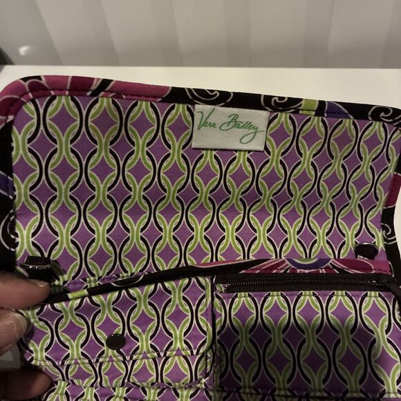 Vera Bradley  Trifold  Wallet- Magnetic Snap/ Black Multicolored Floral- Retired - Picture 14 of 15